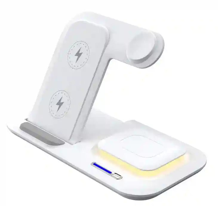 3-in-1 Foldable Wireless Charger - Qi Certified Fast Charging Station White Tidesmit