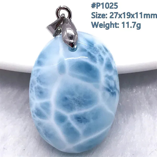 Natural Blue Larimar Trendy Necklace Pendant Women Men Gift Beads 925 Sterling Silver Dominica Water Drop Crystal Stone Jewelry