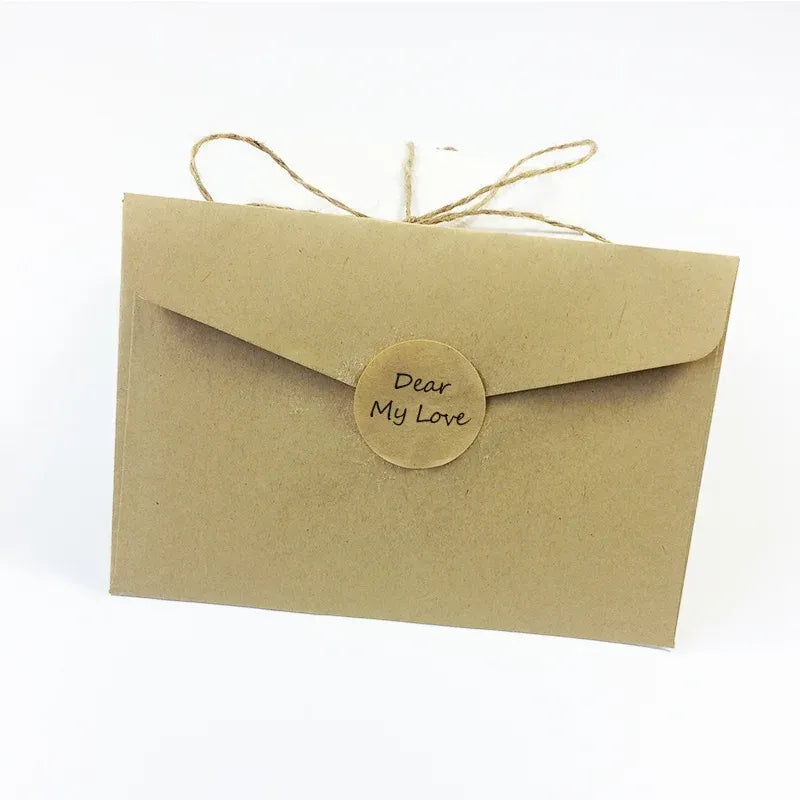 Kraft gift envelope with a small round kraft paper sticker seal on front