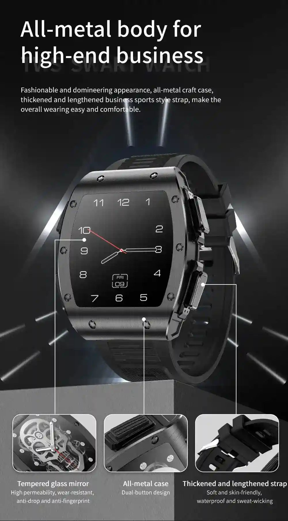 Tidesmit JM09 Smartwatch With Wireless Earbuds - IP67 Waterproof Fitness Tracker Tidesmit