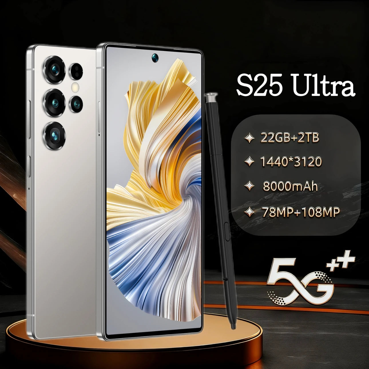 S25 Ultra 5G Smartphone 22GB RAM 2TB ROM 7.3-Inch Display Tidesmit