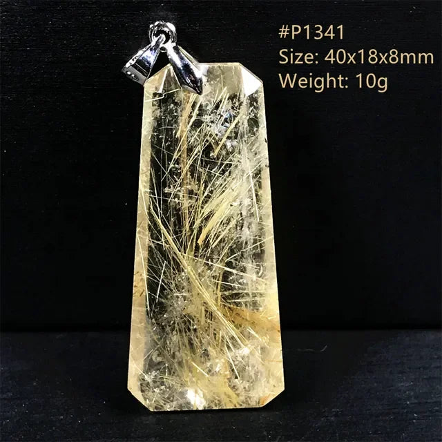 Natural Gold Rutilated Quartz Sterling Silver Pendant Necklace for Women & Men Healing Wealth Gift CCGTC Certified AAAAA
