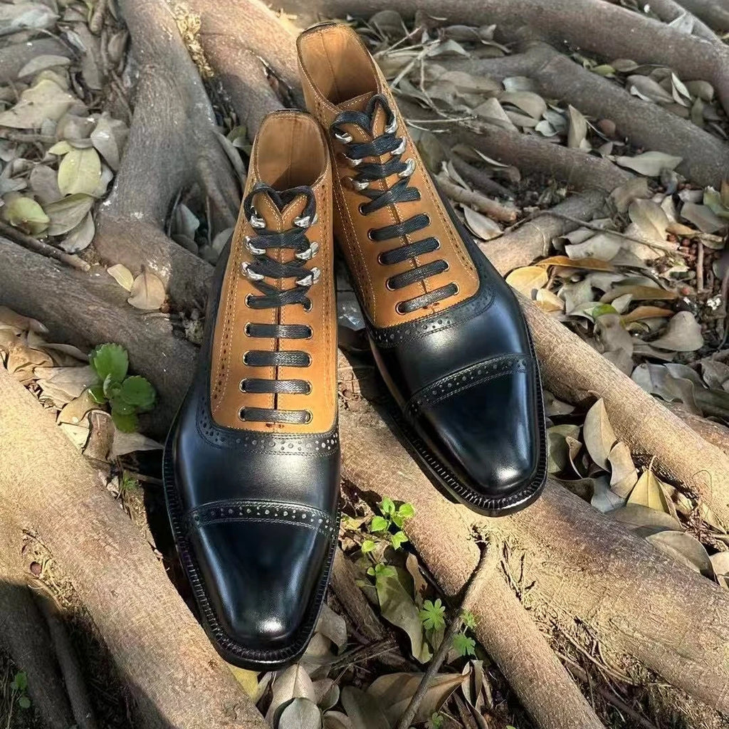 Men Blake Goodyear Welt Boxing Boot Shoes Top Calf Leather Ankle Sneakers Handmade Casual Mans Classic Lace up OEM ODM Factory