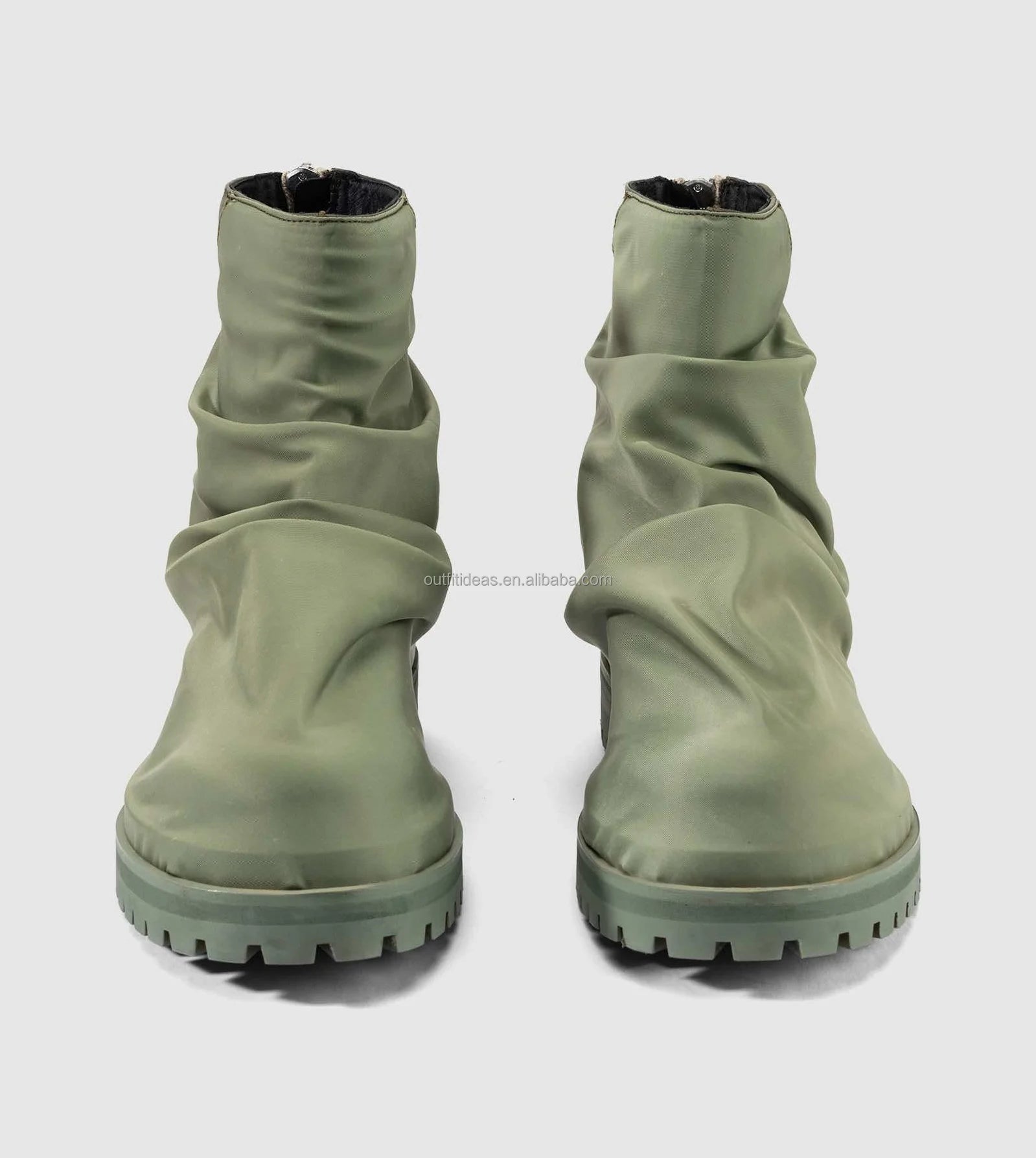 Secure Fit Zip-Up Round Toe Ankle Pleats Distressed Men Trendy Safety Boot Marathon Biker Heavy Nylon Marathon Distressed Boot