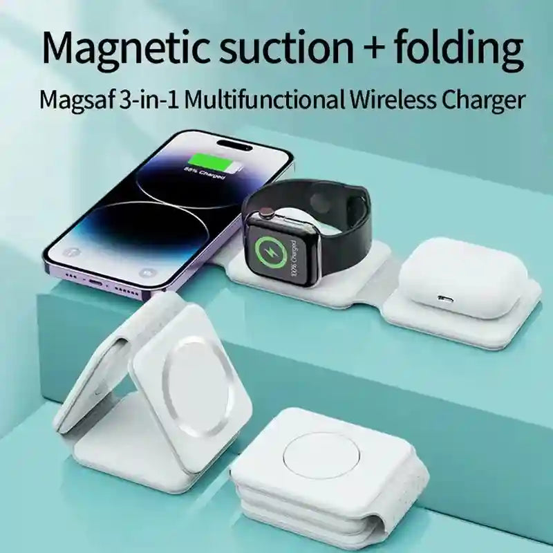 3-in-1 Wireless Charging Pad - Fast Foldable Qi Certified Station Tidesmit