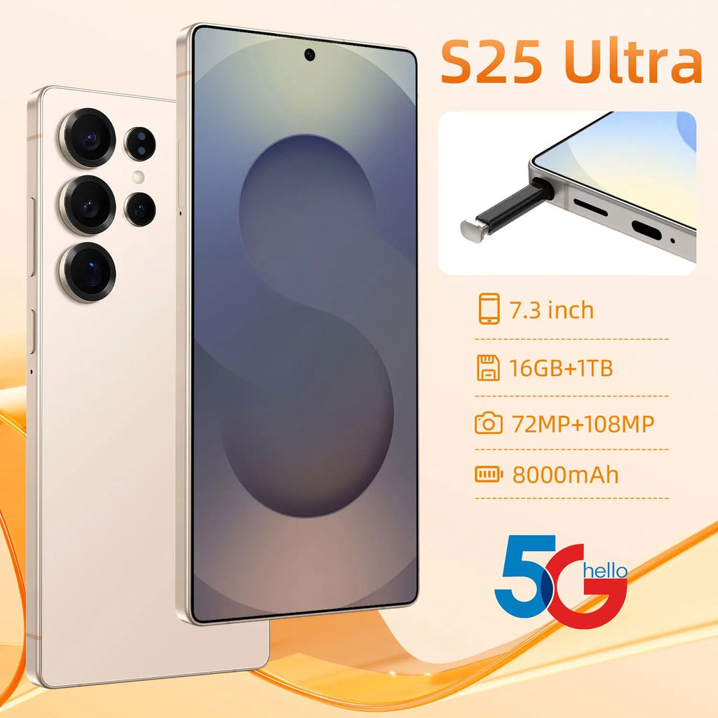 2025 New Arrival Hot S25 Ultra 5G Smartphone S24 Ultra Global Version 4K LED Smart Multilingual LTE Cellular 108MP Rear