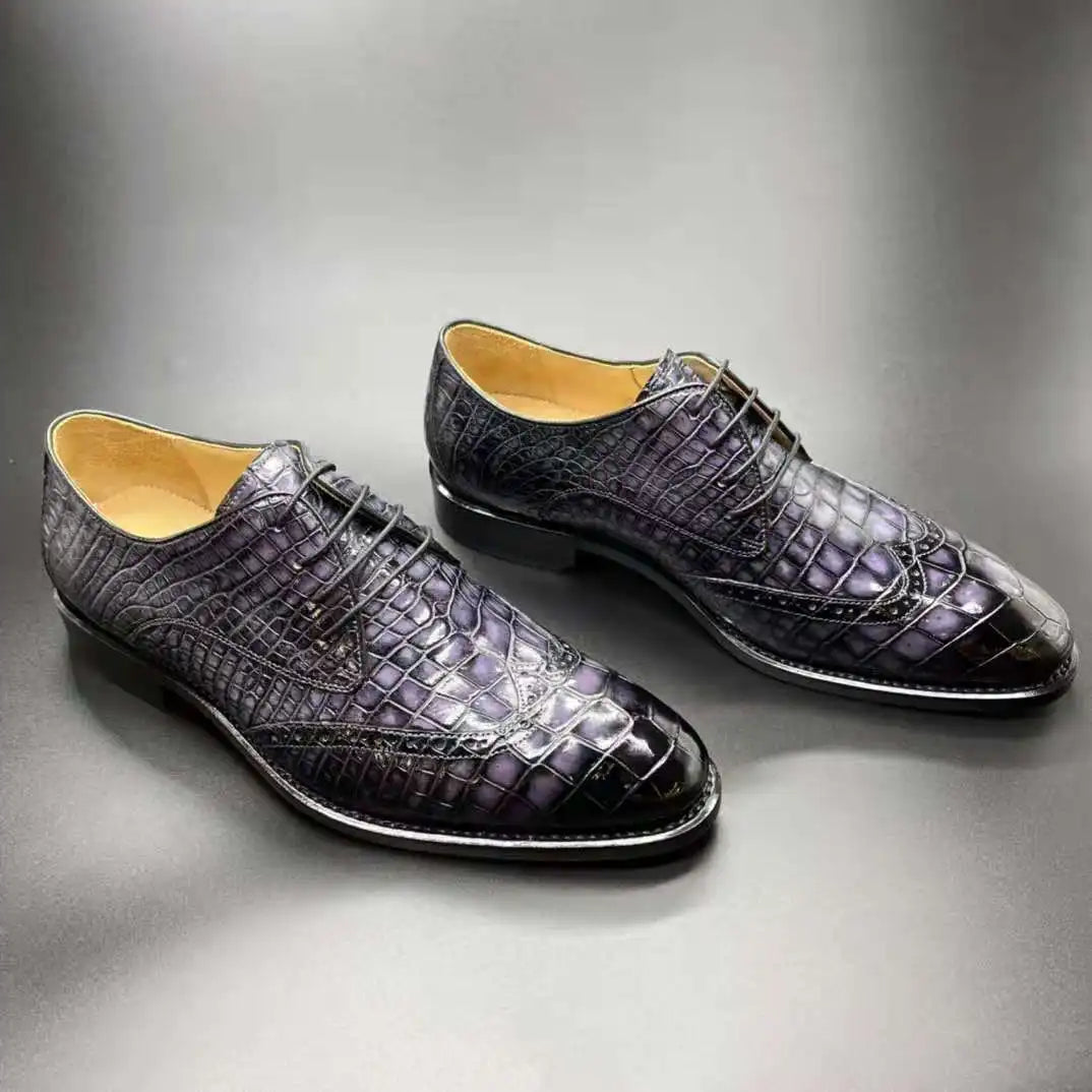 Luxury Designer Men's Dress Shoes Big Size Business Formal Shoes Men Party Footwear Genuine Crocodile Leather Handmade Shoes Men