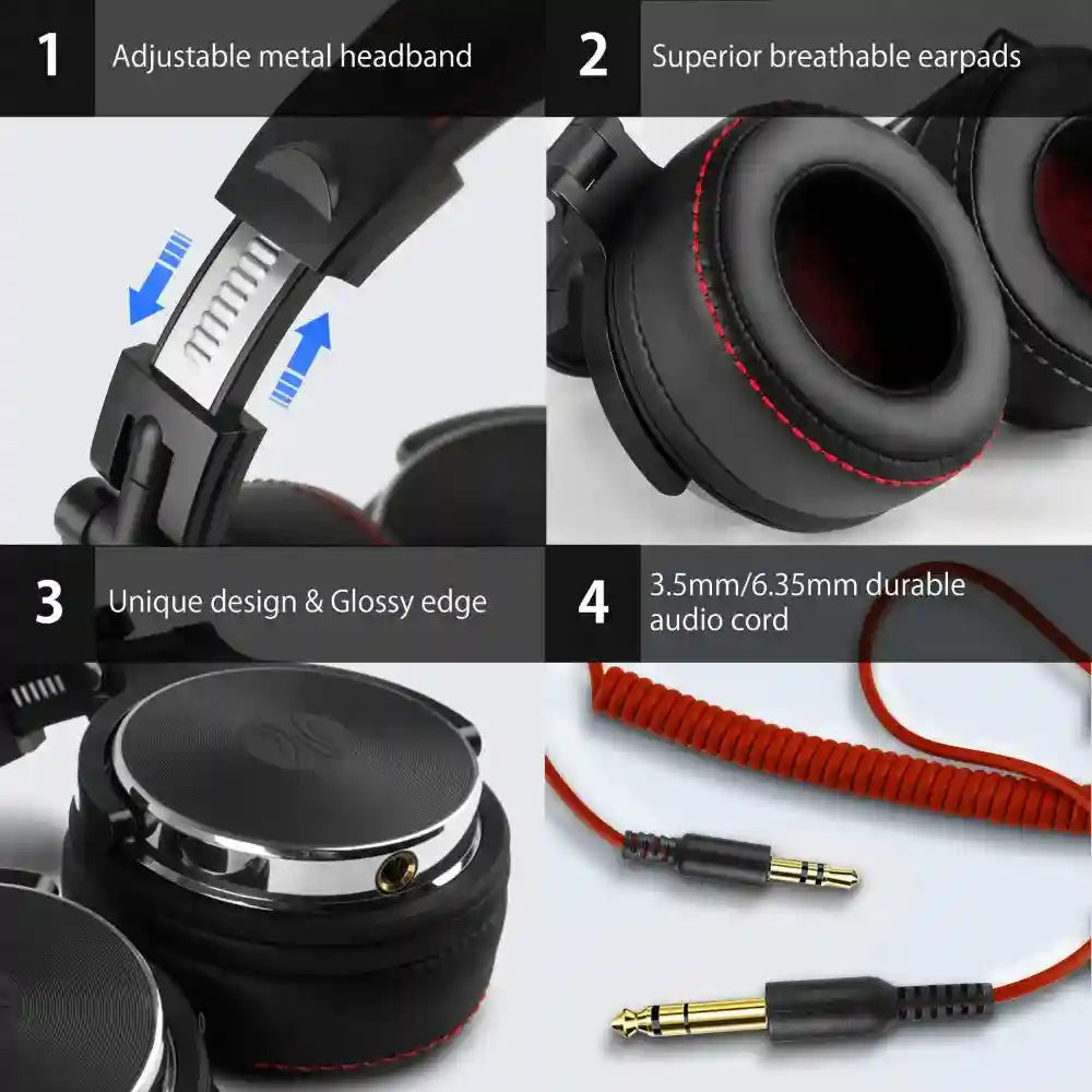 Studio Monitor Headphones with 50mm Drivers | Wired Over-Ear Audio Tidesmit