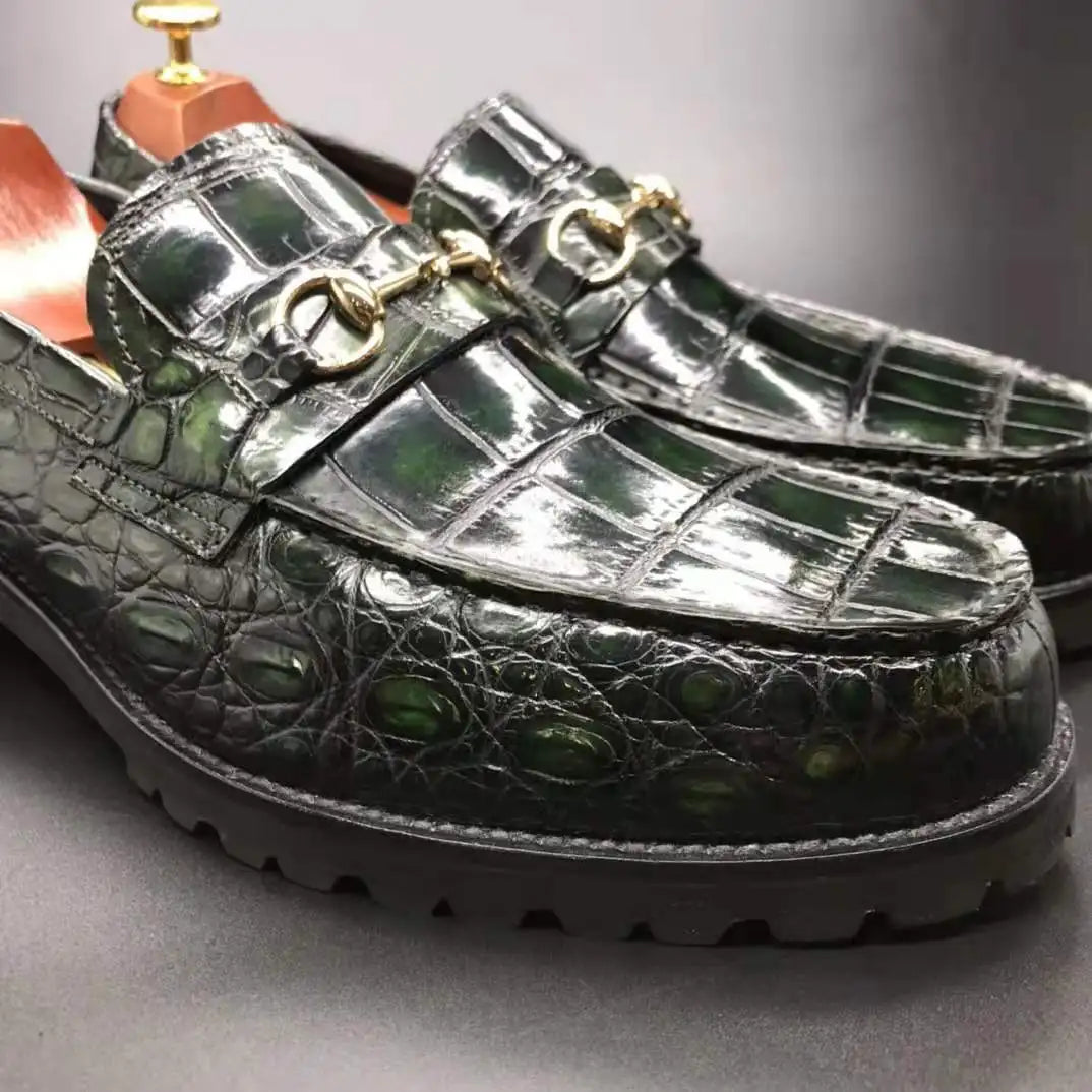 Trendy Custom Color Luxury Shoes Loafers Men Crocodile Leather Slip-on Casual Loafers Handmade Alligator Skin Men's Dress Shoes