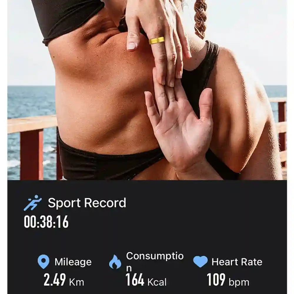 Smart Health Ring R06 - Heart Rate and Blood Oxygen Tracker (Gold) Tidesmit