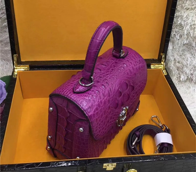 Authentic Exotic Crocodile Skin Women's Small White Purse Genuine Real Alligator Leather Lady Handbag Female Cross Shoulder Bag