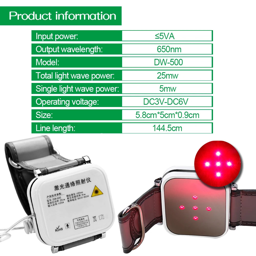 Laser Therapy Wrist Watch for Blood Sugar and Pressure Management Relaxation Treatment Tidesmit