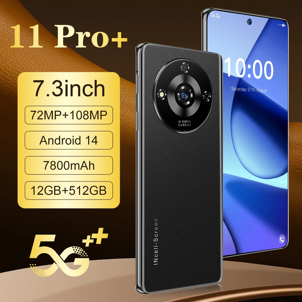 11Pro 5G Smartphone: 12GB RAM, 512GB Storage, AMOLED Display Black 12g 512 GB Tidesmit