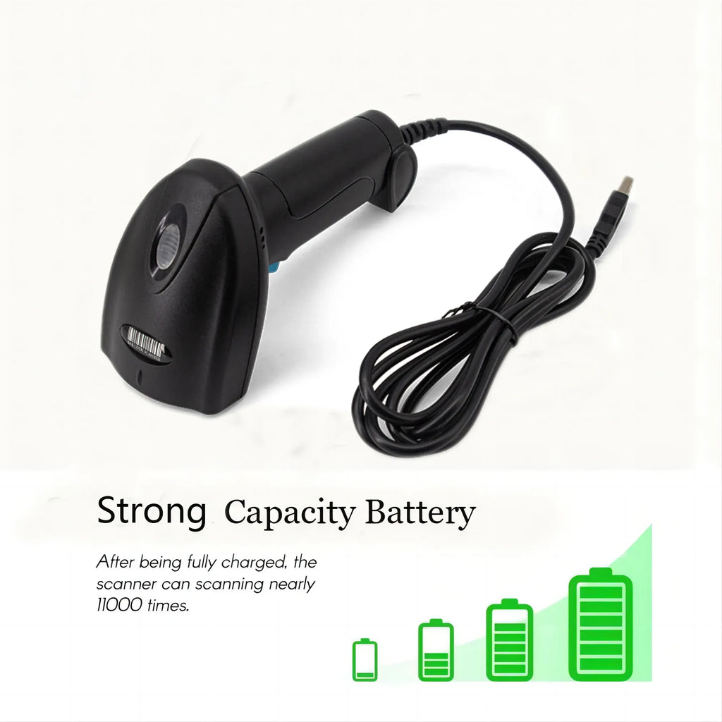 Wireless 2D 1D Barcode Scanner Handheld QR Code Reader Drop Resistant