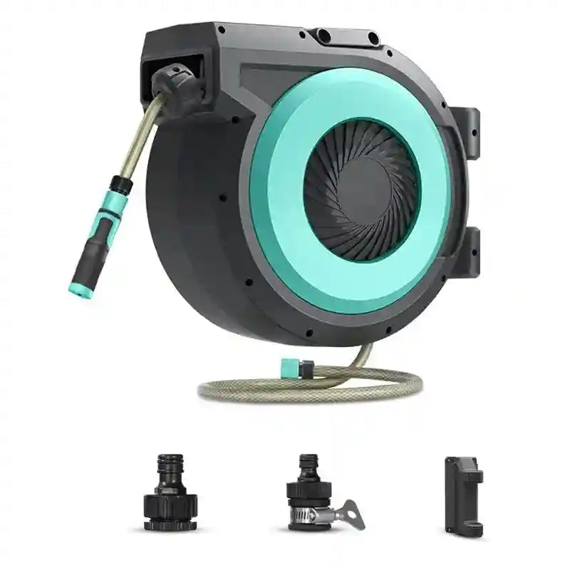 Retractable Garden Hose Reel 15m - Wall Mount Automatic Azure Tidesmit