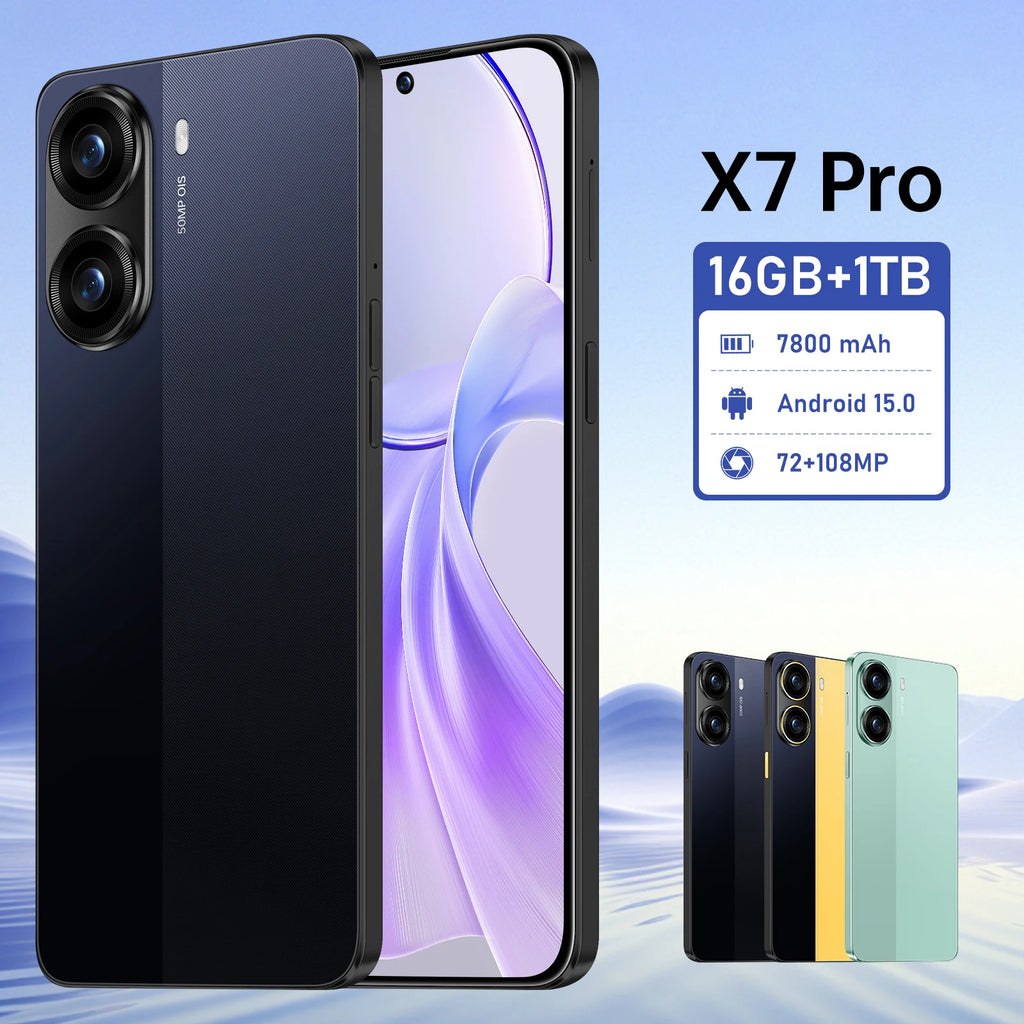 2026 Trending X7 Pro Android Smartphone 7800mAh Big Battery 7.3" Display Multi-Language System