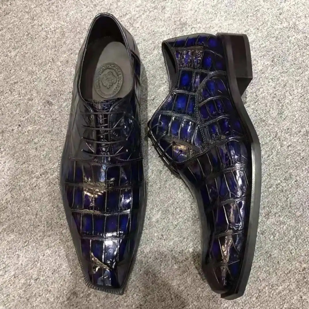 Goodyear Welted Genuine Crocodile Leather Business Dress Shoes Men Handmade Wedding Shoes Luxury Alligator Men's Dress Shoes