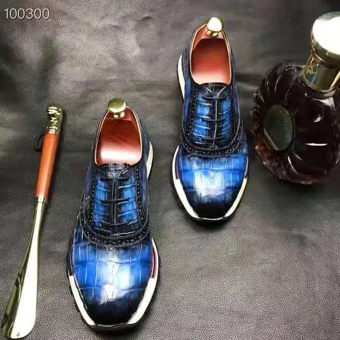 High Quality Elegant Shoes Men Sneaker Luxury Genuine Crocodile Leather Men Walking Shoes Goodyear Custom Business Shoes for Men