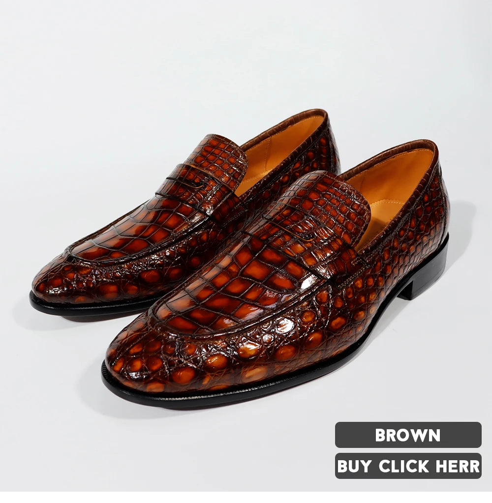 Goodyear Welt Genuine Crocodile Leather Shoes for Man Loafers Shoes Alligator Men Chic New Model Office Party Men's Shoes