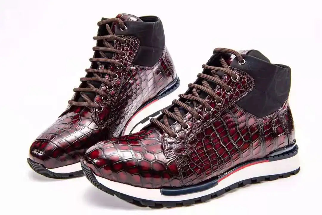 Goodyear Decent Sepatu Walking Style Shoes Genuine Crocodile Leather Office Mens Shoes Sneakers High End Alligator Shoes Men