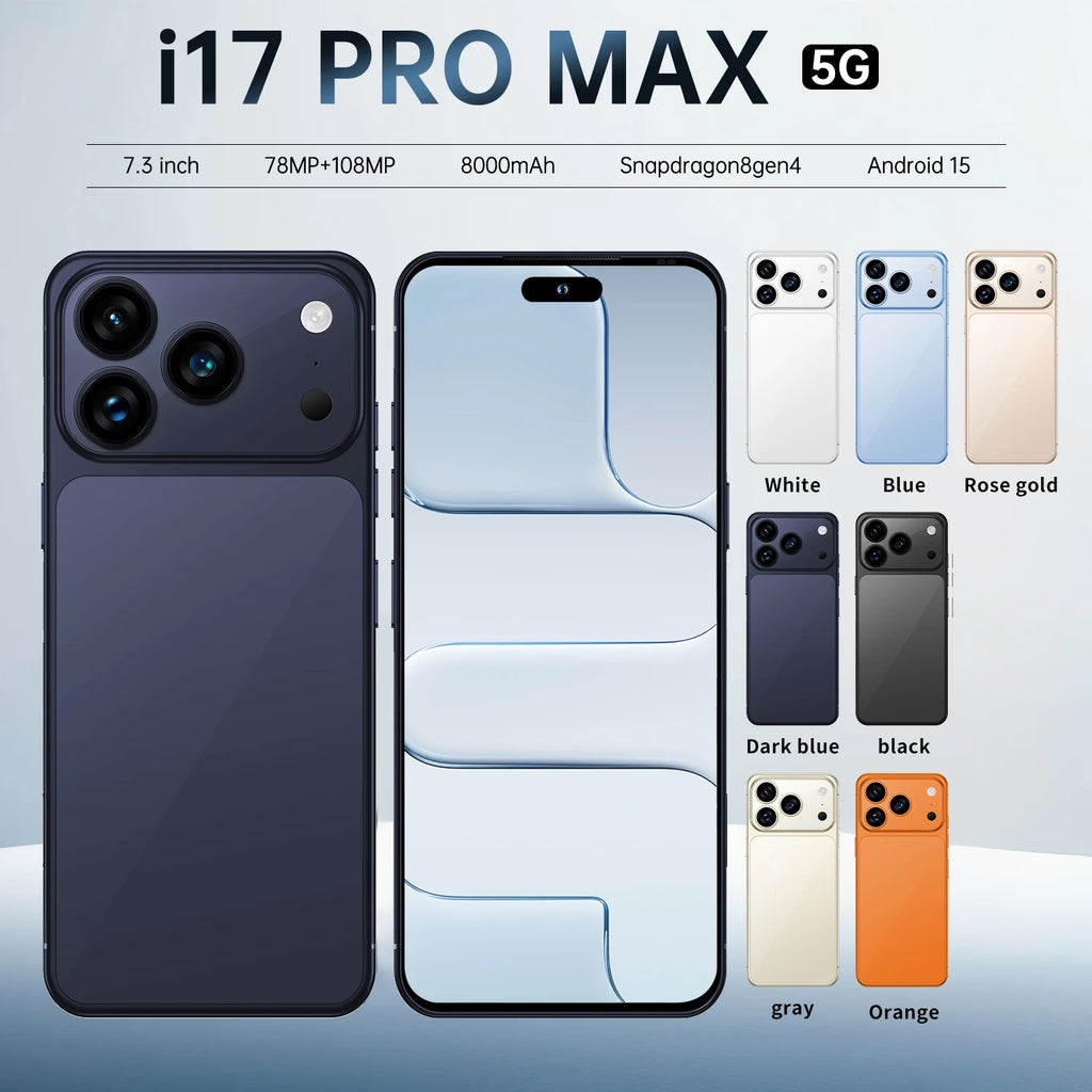 I 17 Pro Max 5G smartphone with 108MP camera, 16GB RAM, 1TB storage, and 8000mAh battery, gallery view 4