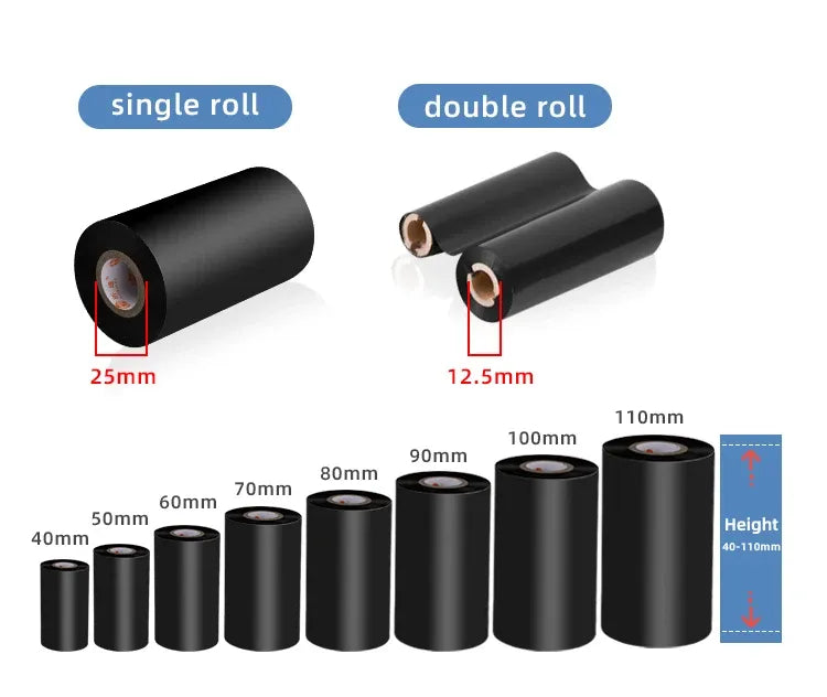 Wax Thermal Transfer Ribbon 24mm Width 110mmX300m Oki Konica Minolta Barcode Printer Label Printing Adhesive Copperplate Paper