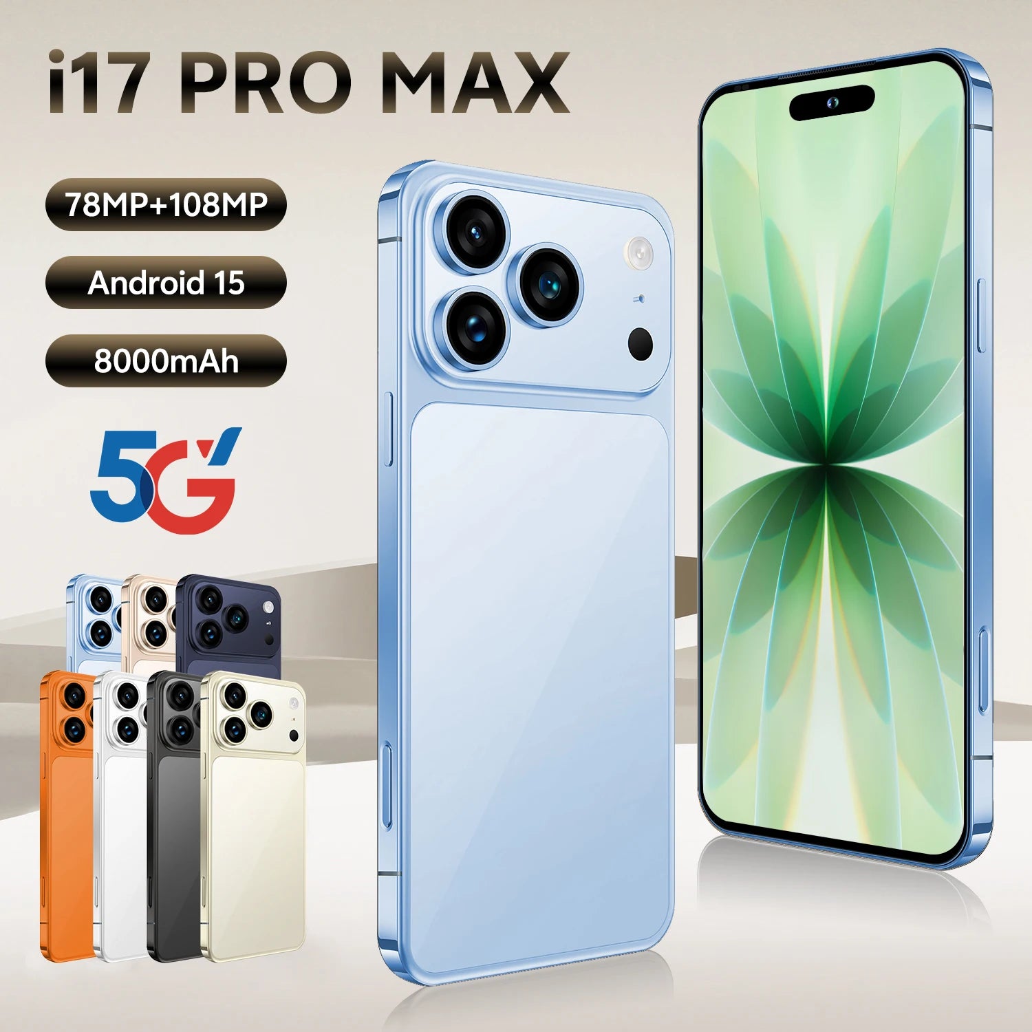 Android 15 Smartphone 1TB 16GB RAM 7.3-Inch AMOLED Unlocked Blue 16g 1TB Tidesmit