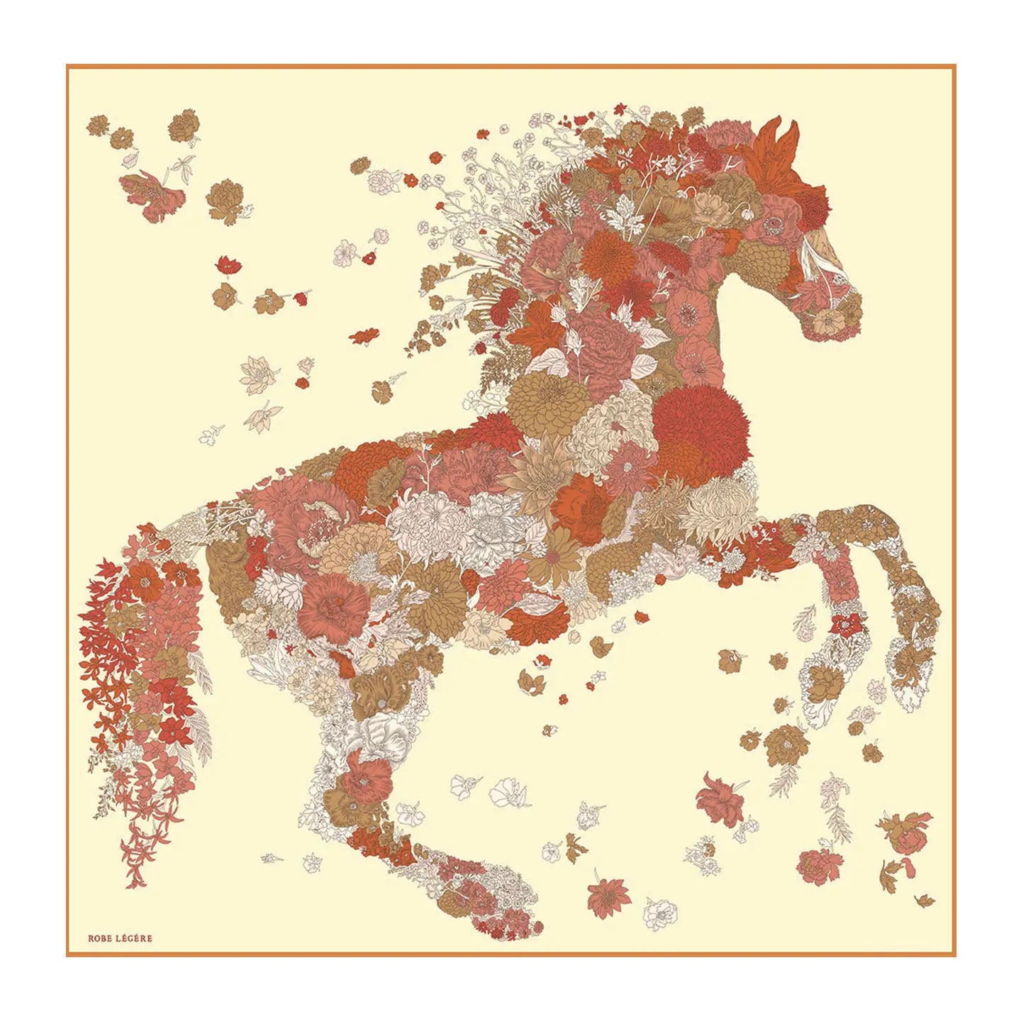 Luxurious 140x140cm Large Square Flower Horse Printed Brand Cashmere Silk Scarf Gift  for Elegant Individuals in Stock MOQ 1 PC