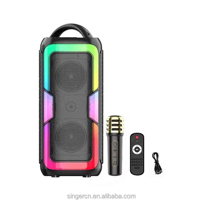 Portable Bluetooth Speaker with Dual 4 Inch Drivers and Orange LED Orange Universal plastic My Store