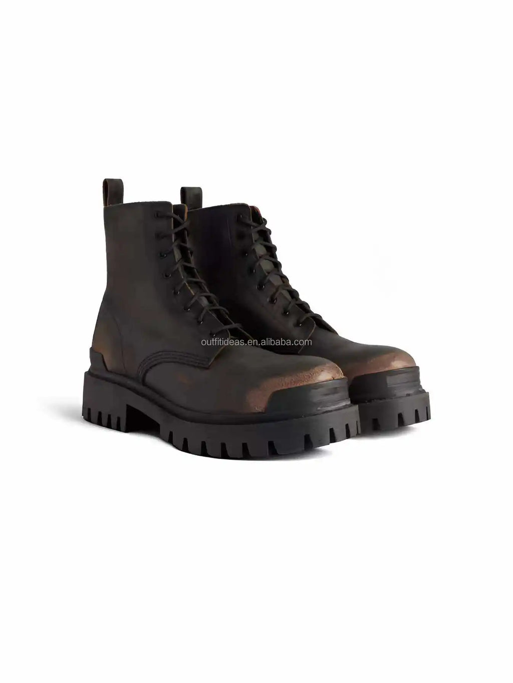 Extra Round Toe Worn-Out Effect Brown Distressed Bullskin Leather Dress Shoes Distressed Unisex Men Worn-out Strike Chelsea Boot