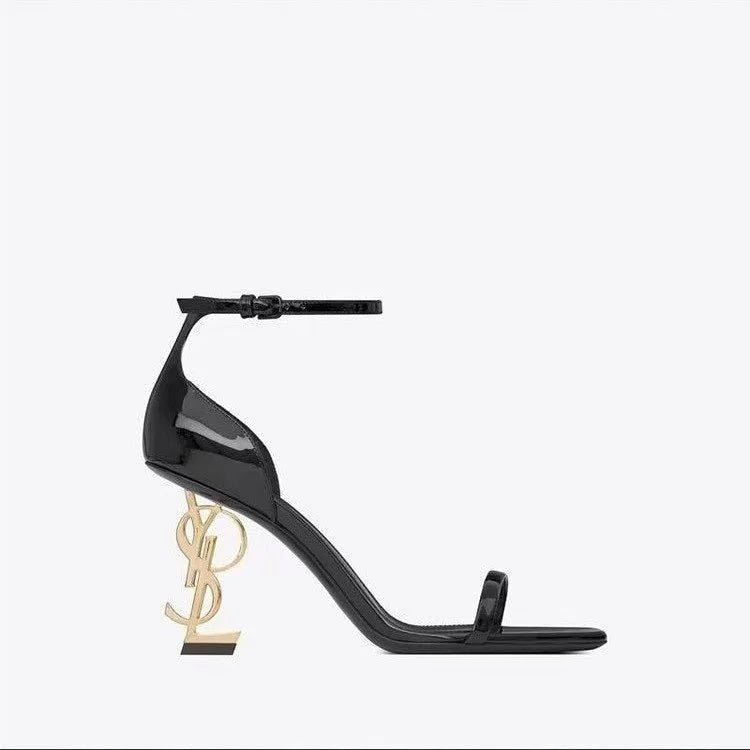 Women's Summer Pointed Toe Thick Heel Patent Leather High Heel Sandals Elegant Buckle Slip-On Hot Selling Fashion Trend