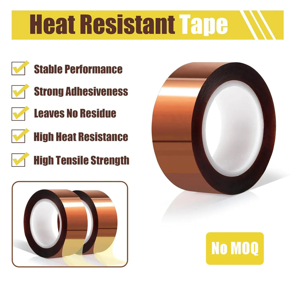 Amber high-temperature polyimide tape roll with clear inner liner and dark rim
