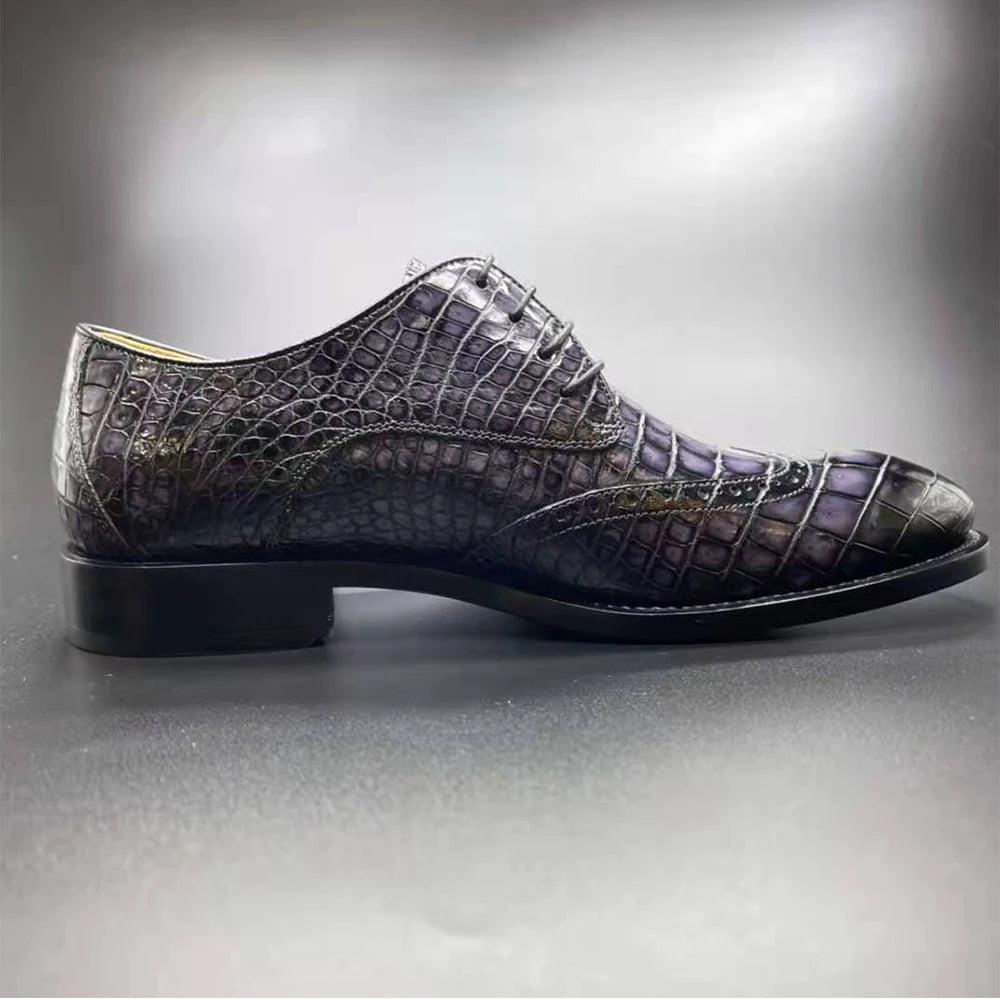 Luxury Designer Men's Dress Shoes Big Size Business Formal Shoes Men Party Footwear Genuine Crocodile Leather Handmade Shoes Men