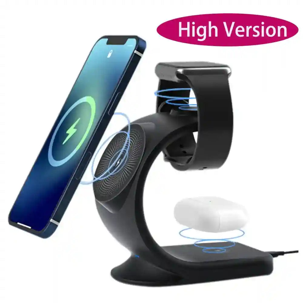 Wireless Charger Alarm Clock Speaker | Qi Certified | Black Black Plastic Tidesmit