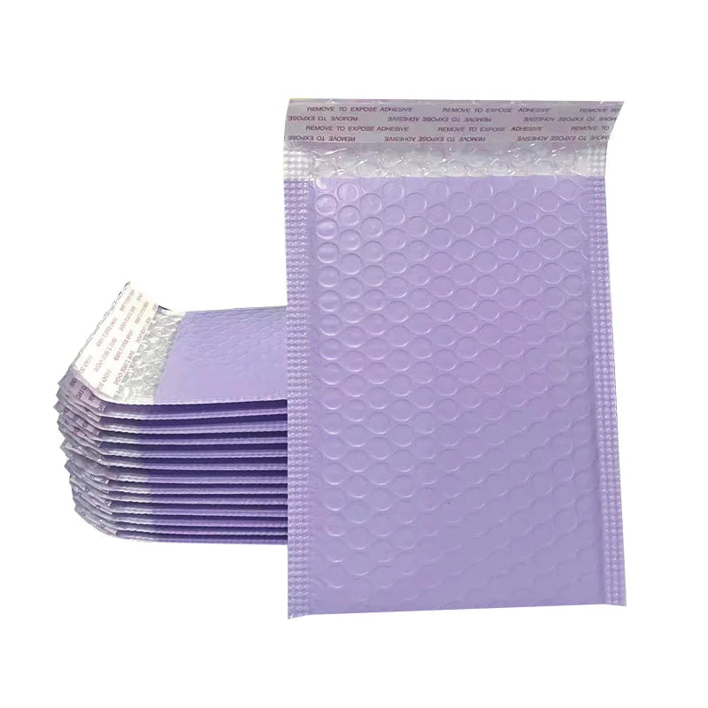 Purple padded waterproof poly bubble mailer envelope bag with bubble-texture padding