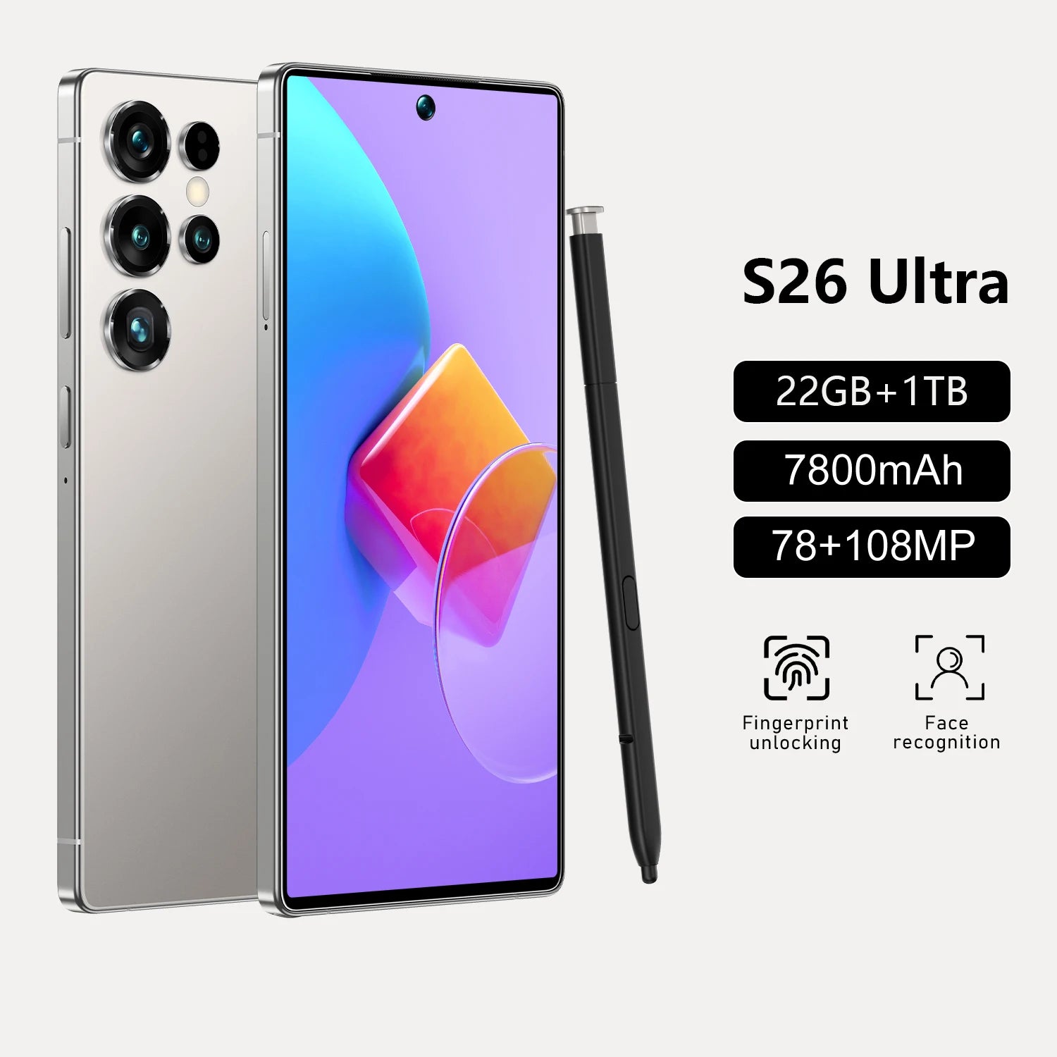 S26 Ultra 5G Smartphone 22GB RAM 1TB Storage - Unlocked Dual SIM Gray 22GB 1TB Tidesmit