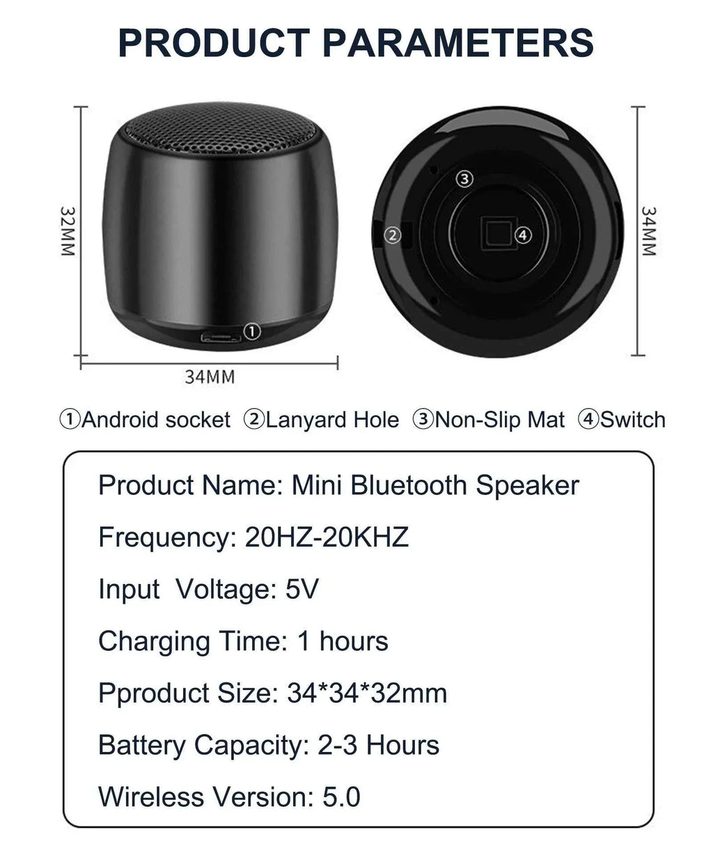 Portable Bluetooth Speaker | Compact Metal Wireless Bass | Mini Red My Store
