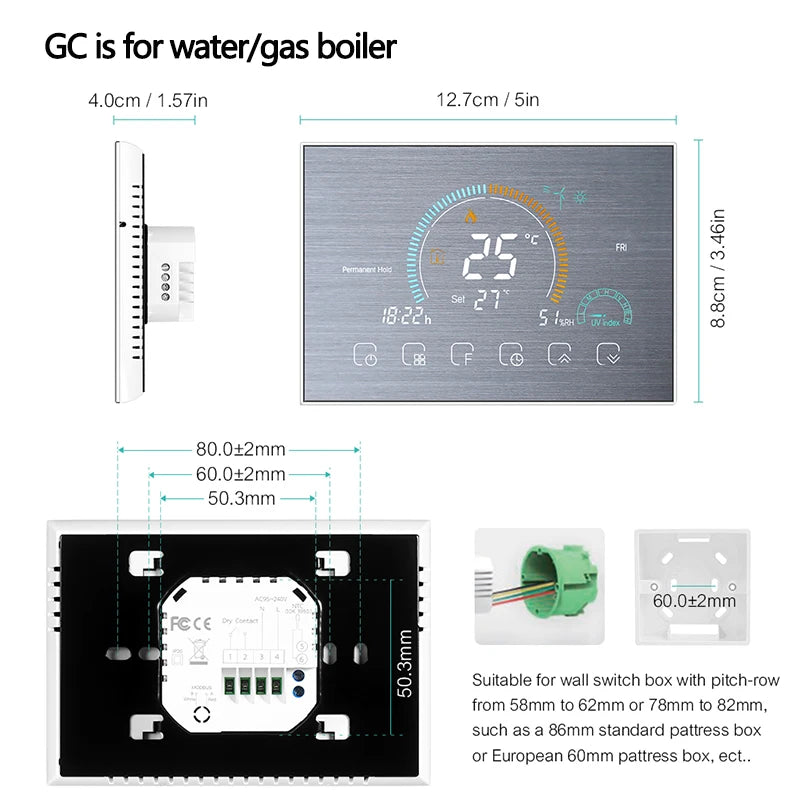 Smart Wi-Fi Thermostat with Color Screen - BHT8000 Series Tidesmit