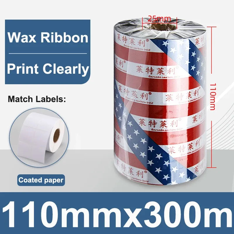 Wax ribbon roll 110mm x 300m with 25mm tube core