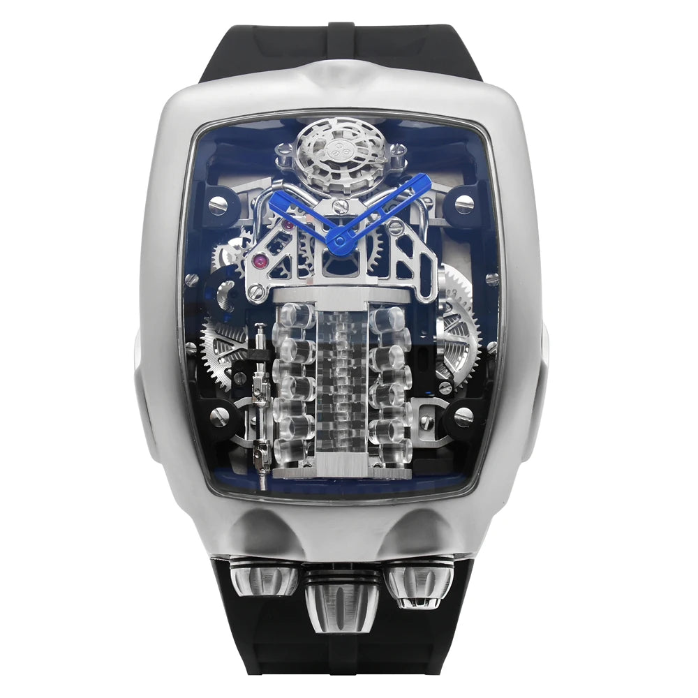 High-End Japanese Automatic Movement Watch Eco-Friendly Silicone Band with Stainless Steel Case Watch