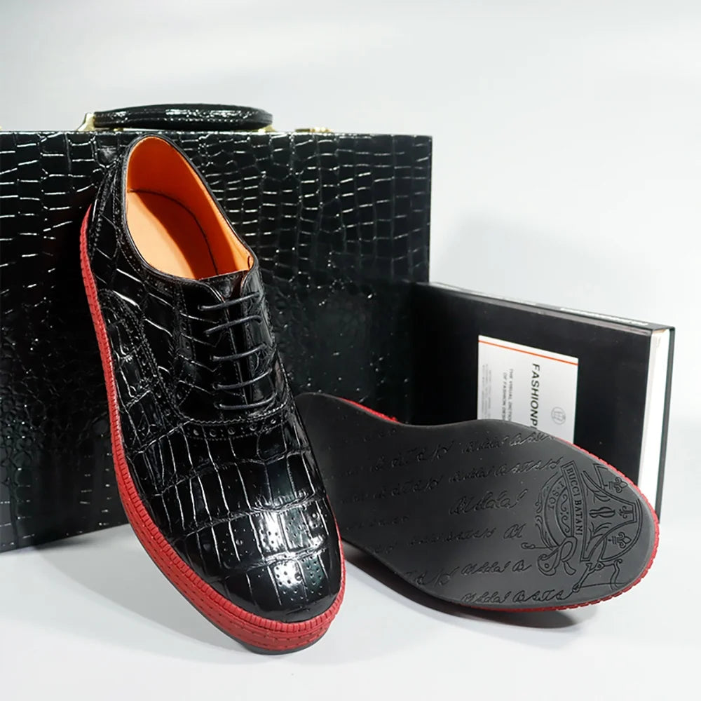 Hot Selling Alligator Skin Luxury Men's Sneakers Customizable Crocodile Leather Walking Styles Casual Flat Shoes Men