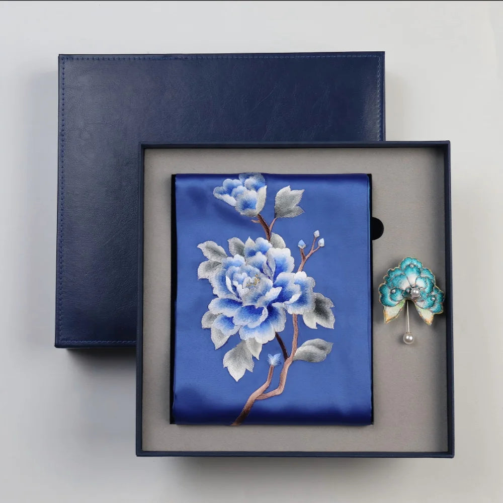 Exquisite Handmade Silk Scarf & Brooch Gift Set for Women