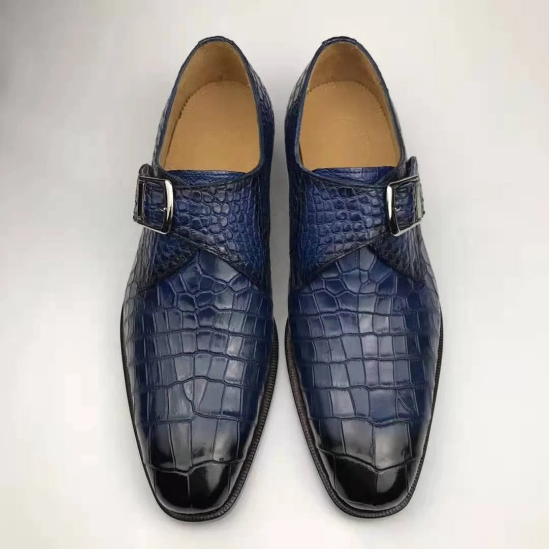 Goodyear Genuine crocodile Leather Men's Shoes 47 alligator Watch Strap Mens Custom Shoes Customized Monk Strap Party Shoes Men