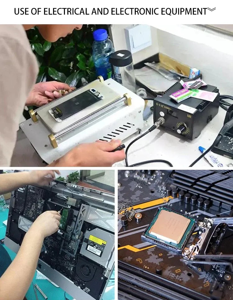 Electronics repair workstation with tools and tape-handling equipment