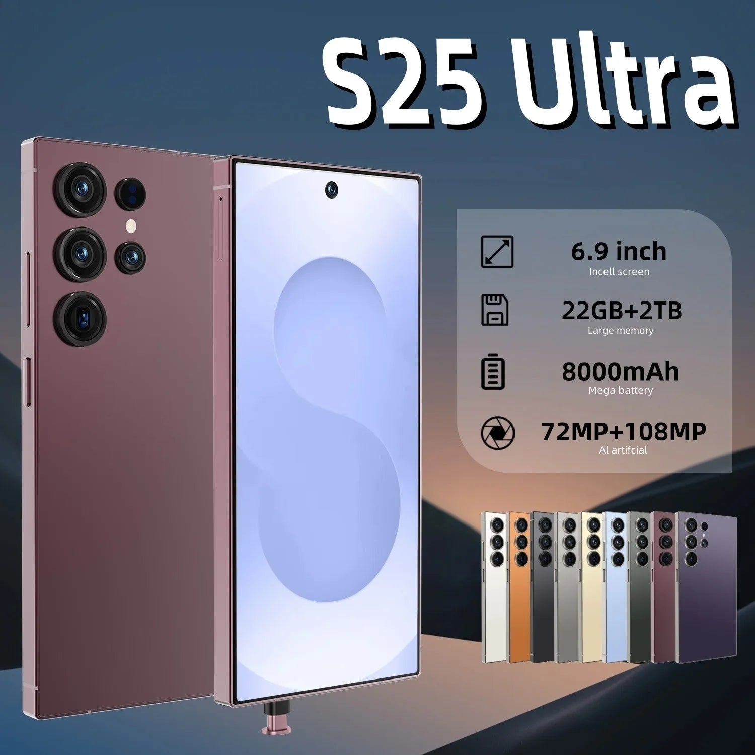 Samsung S25 Ultra 1TB Global Version Android 15 unlocked smartphone with 16GB RAM, back view of flagship phone