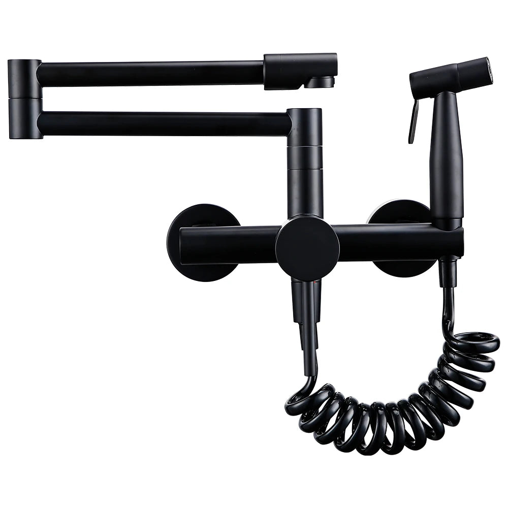 Wholesale Black Hot Sale Hot and Cold Pull Out Kitchen Mixer Tap Pot Filler Faucet Synchronize Airbrush Kitchen Faucet