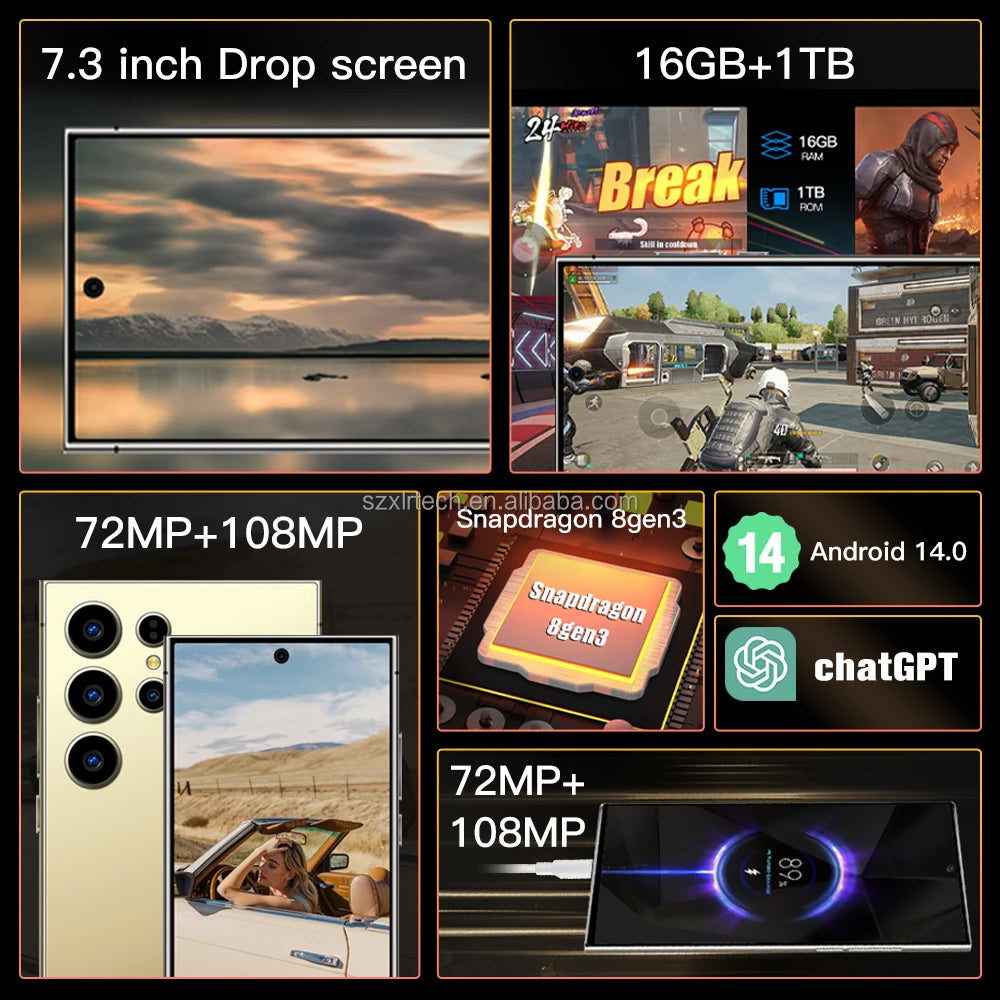5G Smartphone 16GB RAM 1TB Storage - AMOLED Display & Dual SIM Tidesmit