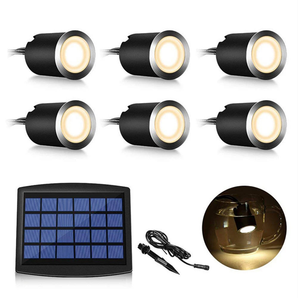 6pcs 8pcs Solar LED Deck Light Waterproof Underground Lamp Garden Buried Lamp Outside Recessed Stair Lamp Floor Wall Spotlight