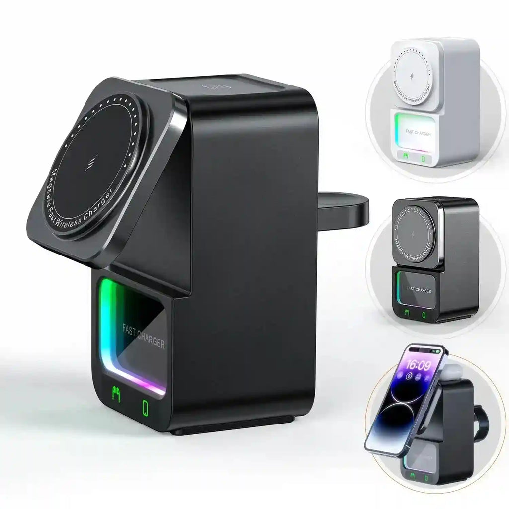 5-in-1 Wireless Charger Bluetooth Speaker with RGB LED | Tidesmit Plastic Tidesmit