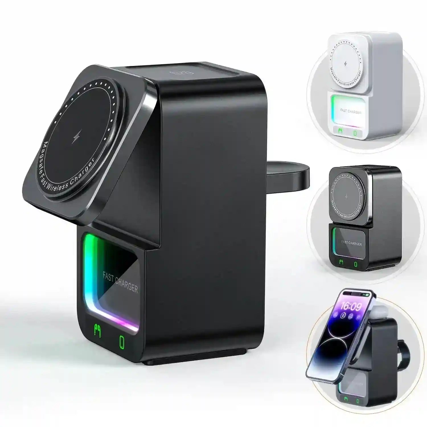 5-in-1 Wireless Charger Bluetooth Speaker with RGB LED | Tidesmit Plastic Tidesmit
